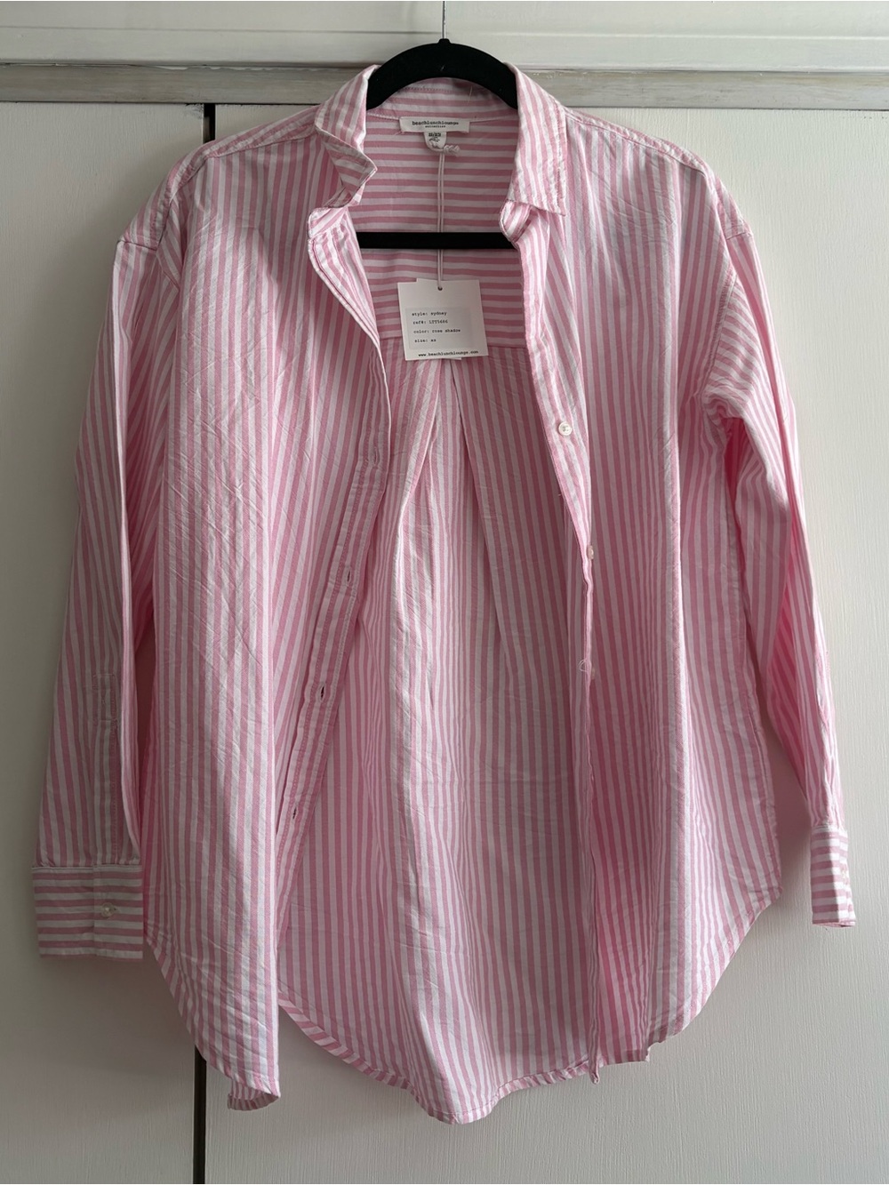 Pink striped button down shirt
